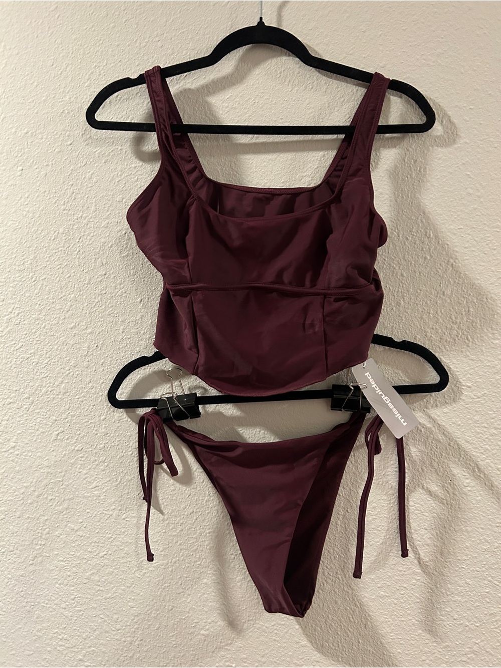Missguided Girls Burgundy Two-Piece Tankini Set